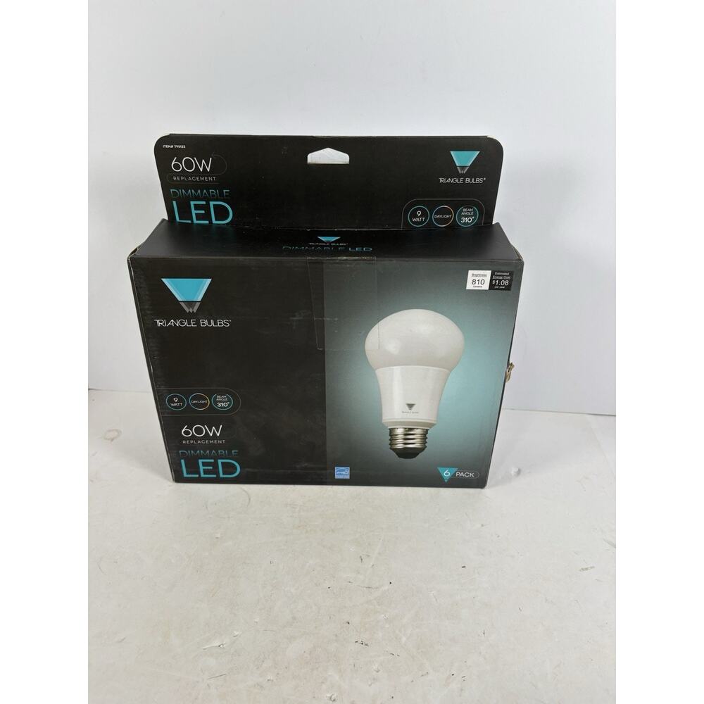 Triangle Bulbs LED Light Bulbs 60W Replacement Daylight Dimmable 6 Pack